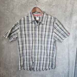 The North Face Men's Medium Short Sleeve Plaid Button-Up Black & White